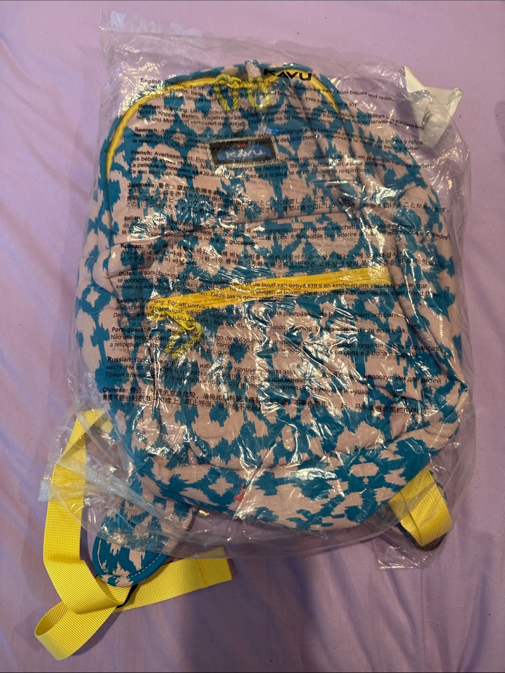 Floral Print Backpack with Yellow Accents